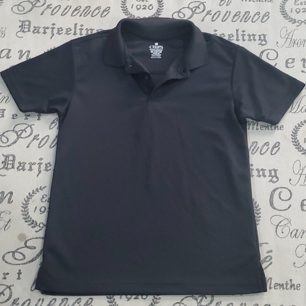 Boys Chaps Black Collared Shirt Size M 10/12